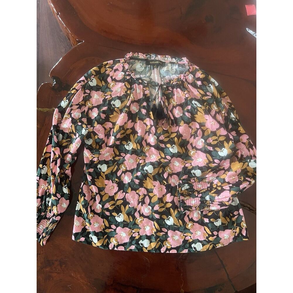 Sugarlips Floral Long Sleeve Blouse Size Small